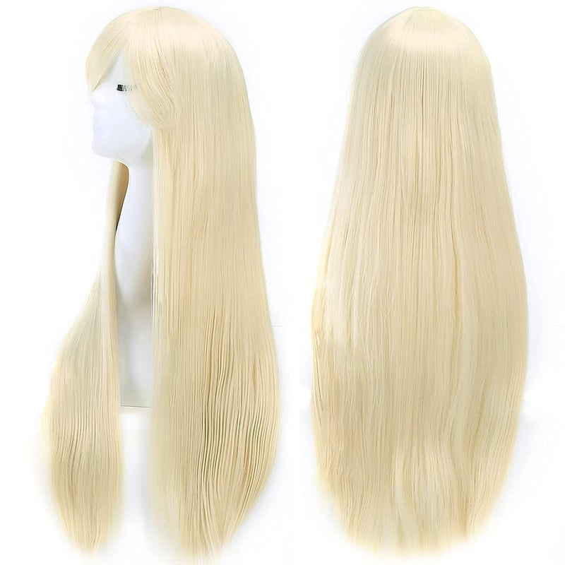 Akstore Wigs 32 inch Long Straight Anime Fashion Women's Cosplay Wig(Blonde) - Image 4